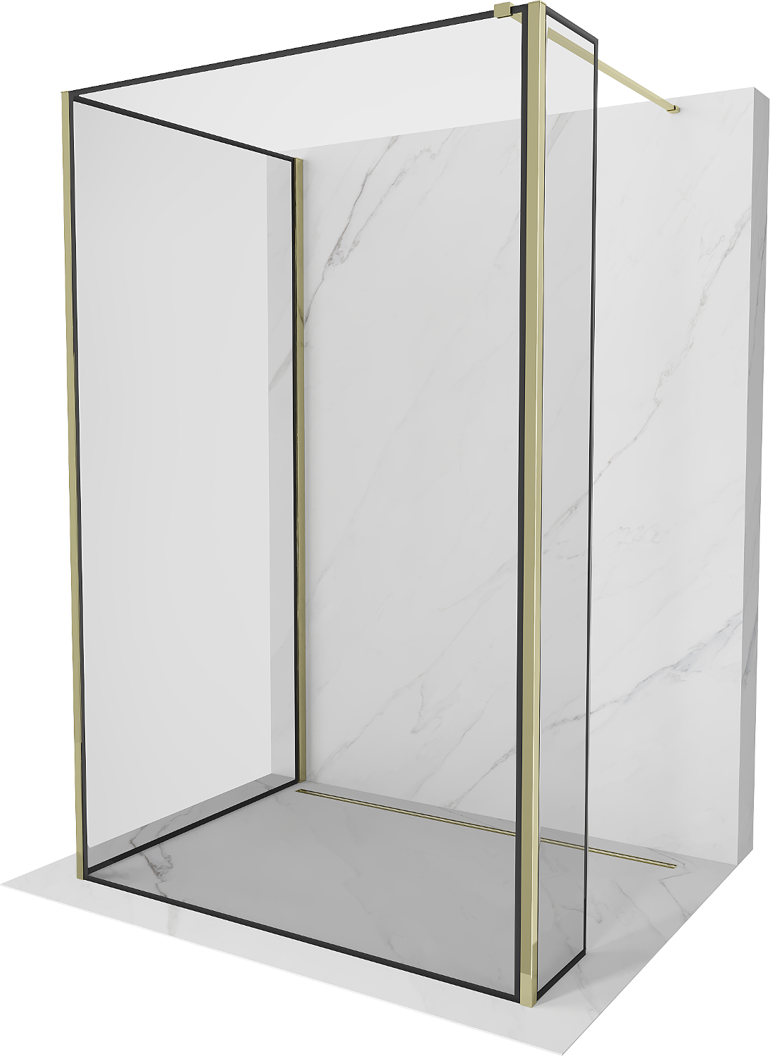 Mexen Kioto Duschwand Walk-in 120 x 70 x 30 cm, schwarzes Muster, gold - 800-120-070-221-50-70-030