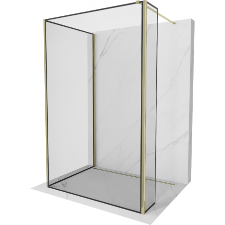 Mexen Kioto Duschwand Walk-in 100 x 90 x 30 cm, schwarzer Rahmen, gold - 800-100-090-221-50-70-030