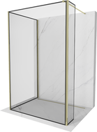 Mexen Kioto Duschwand Walk-in 110 x 110 x 30 cm, schwarzer Rahmen, gold - 800-110-110-221-50-70-030