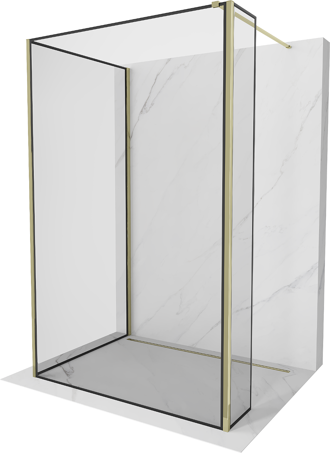 Mexen Kioto Duschwand Walk-in 130 x 120 x 30 cm, schwarzes Muster, gold - 800-130-120-221-50-70-030