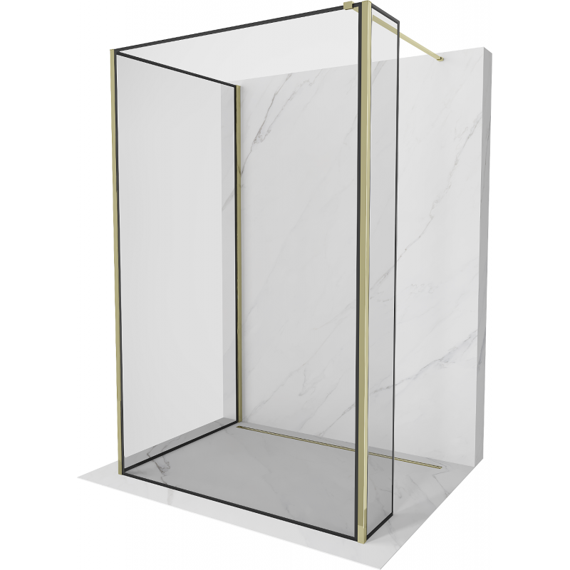 Mexen Kioto Duschwand Walk-in 90 x 70 x 40 cm, schwarzer Rahmen, Gold - 800-090-070-221-50-70-040