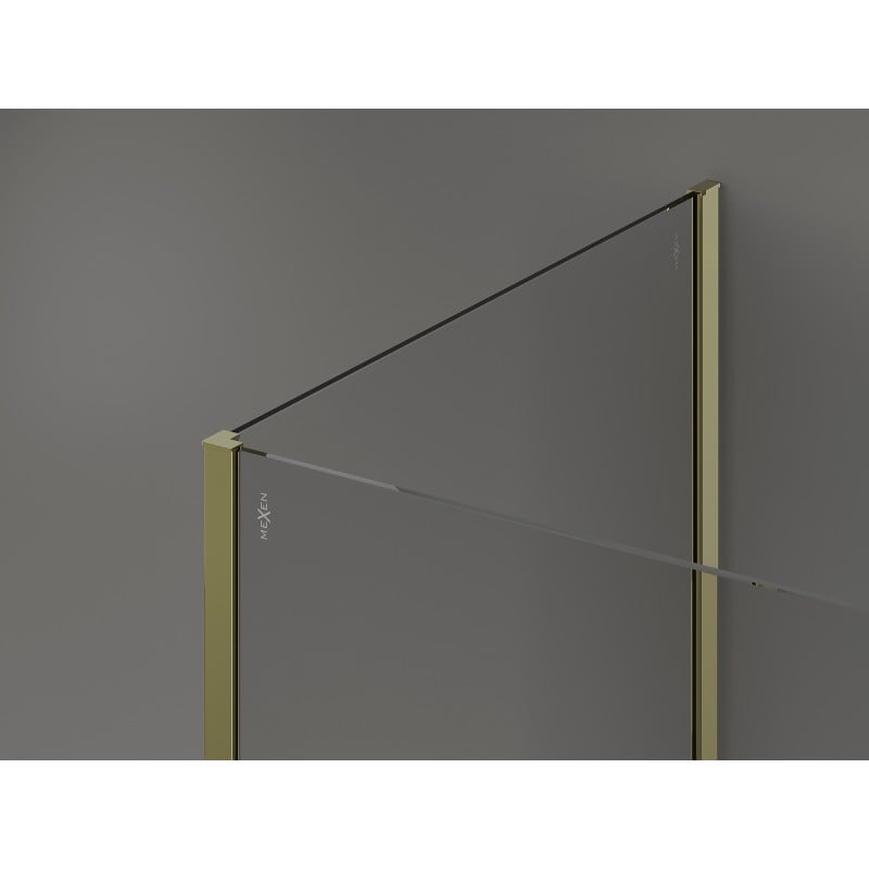 Mexen Kioto Duschwand Walk-in 140 x 80 x 40 cm, schwarzer Rahmen, gold - 800-140-080-221-50-70-040