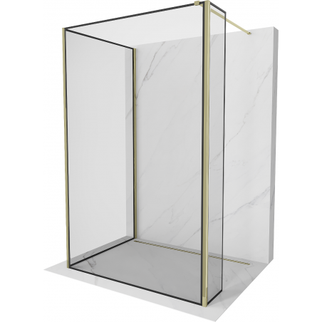 Mexen Kioto Duschwand Walk-in 90 x 90 x 40 cm, schwarzer Rahmen, gold - 800-090-090-221-50-70-040