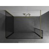 Mexen Kioto Duschwand Walk-in 130 x 90 x 30 cm, schwarzer Rahmen, Gold gebürstet - 800-130-090-221-55-70-030