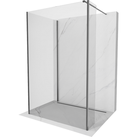 Mexen Kioto Duschwand Walk-in 120 x 80 x 30 cm, transparent, gebürstet, anthrazitgrau - 800-120-080-221-66-00-030