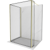 Mexen Kioto Duschwand Walk-in 100 x 80 x 40 cm, schwarzer Rahmen, gold gebürstet - 800-100-080-221-55-70-040