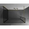 Mexen Kioto Duschwand Walk-in 100 x 80 x 40 cm, schwarzer Rahmen, gold gebürstet - 800-100-080-221-55-70-040