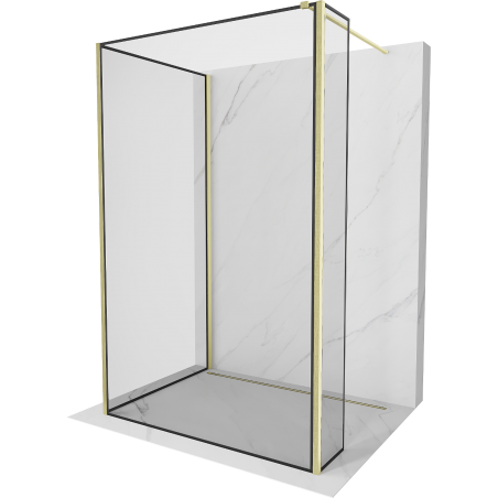 Mexen Kioto Walk-in-Duschwand 90 x 90 x 40 cm, schwarzes Muster, gebürstetes Gold - 800-090-090-221-55-70-040