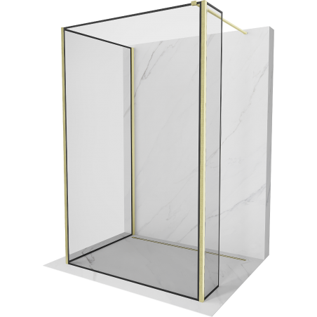 Mexen Kioto Duschwand Walk-in 100 x 100 x 40 cm, schwarzer Rahmen, gold gebürstet - 800-100-100-221-55-70-040