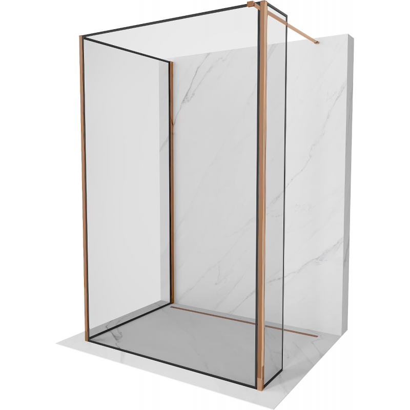 Mexen Kioto Duschwand Walk-in 110 x 70 x 30 cm, schwarzes Muster, roségold - 800-110-070-221-60-70-030