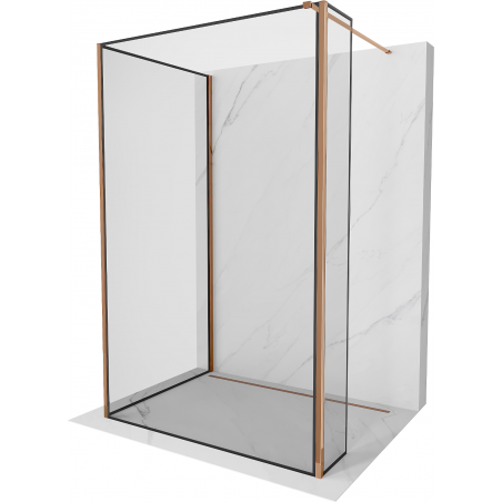 Mexen Kioto Duschwand Walk-in 100 x 70 x 30 cm, schwarzes Muster, roségold - 800-100-070-221-60-70-030