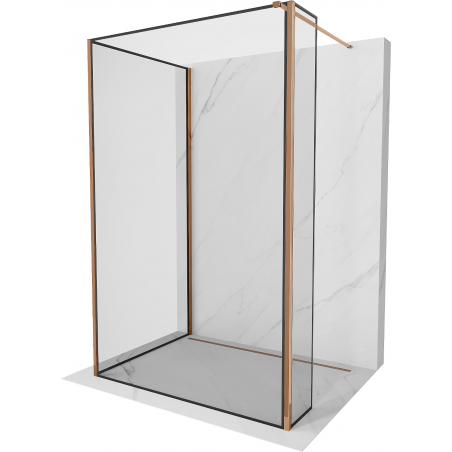Mexen Kioto Duschwand Walk-in 100 x 80 x 30 cm, schwarzer Rahmen, Roségold - 800-100-080-221-60-70-030