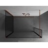 Mexen Kioto Duschwand Walk-in 130 x 70 x 30 cm, schwarzer Rahmen, Roségold - 800-130-070-221-60-70-030