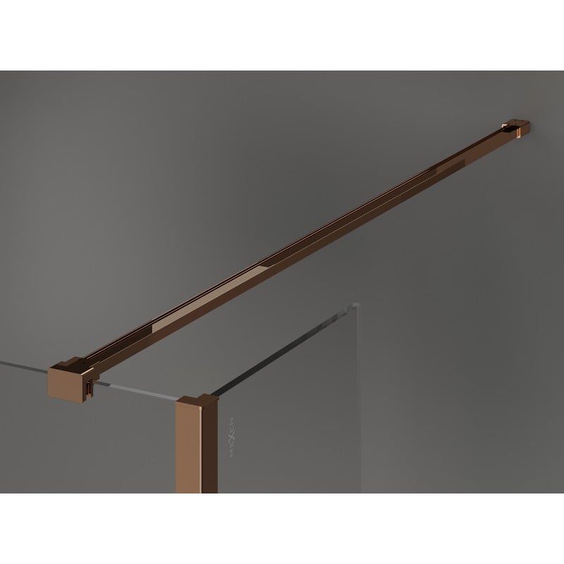 Mexen Kioto Duschwand Walk-in 140 x 80 x 40 cm, schwarzer Rahmen, Roségold - 800-140-080-221-60-70-040