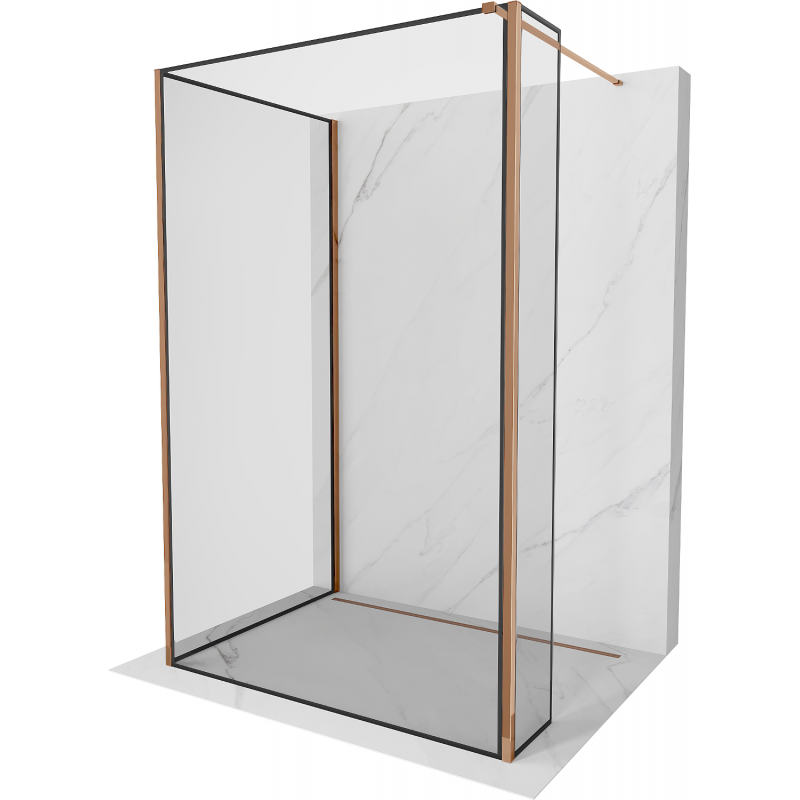 Mexen Kioto Duschwand Walk-in 100 x 90 x 40 cm, schwarzer Rahmen, Roségold - 800-100-090-221-60-70-040