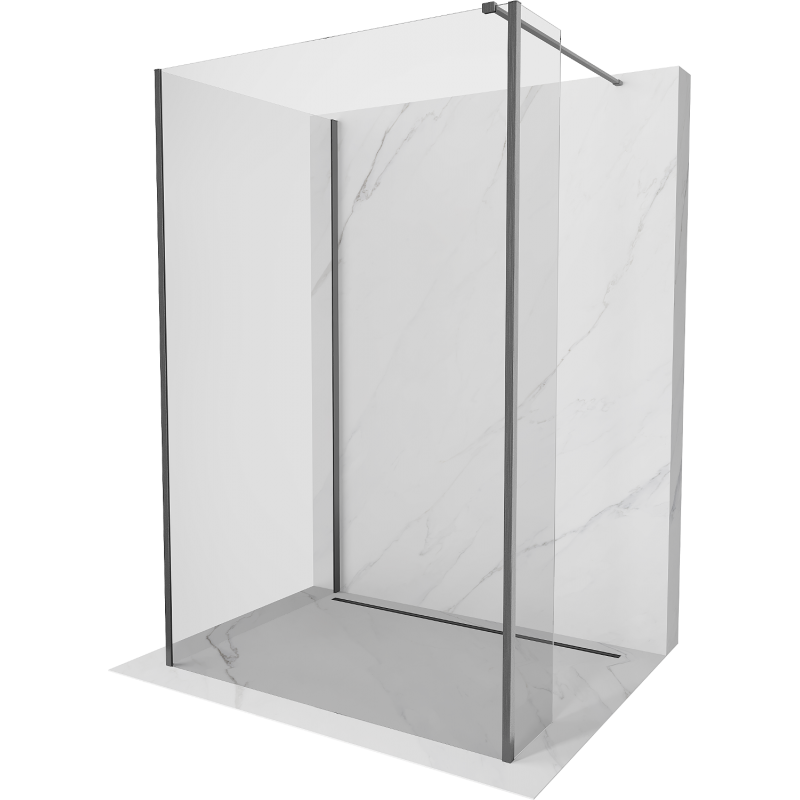 Mexen Kioto Duschwand Walk-in 130 x 80 x 40 cm, transparent, gun grau gebürstet - 800-130-080-221-66-00-040
