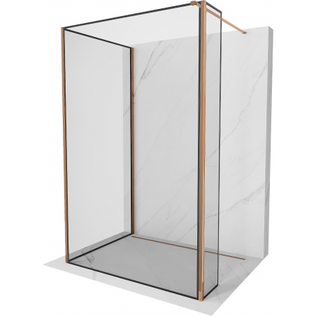 Mexen Kioto Duschwand Walk-in 120 x 120 x 40 cm, schwarzer Rahmen, Roségold - 800-120-120-221-60-70-040