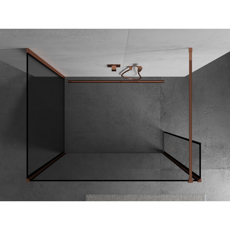 Mexen Kioto Duschwand Walk-in 140 x 110 x 40 cm, schwarzer Rahmen, Roségold - 800-140-110-221-60-70-040