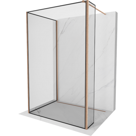 Mexen Kioto Duschwand Walk-in 90 x 80 x 30 cm, schwarzer Rahmen, gebürstetes Kupfer - 800-090-080-221-65-70-030