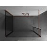 Mexen Kioto Duschwand Walk-in 140 x 80 x 30 cm, schwarzer Rahmen, gebürstetes Kupfer - 800-140-080-221-65-70-030