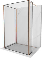 Mexen Kioto Duschwand Walk-in 120 x 100 x 30 cm, schwarzer Rahmen, gebürstetes Kupfer - 800-120-100-221-65-70-030