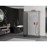 Mexen Kioto Duschwand Walk-in 110 x 100 x 30 cm, schwarzer Rahmen, gebürstetes Kupfer - 800-110-100-221-65-70-030