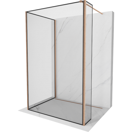 Mexen Kioto Duschwand Walk-in 110 x 110 x 30 cm, schwarzer Rahmen, gebürstetes Kupfer - 800-110-110-221-65-70-030