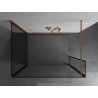 Mexen Kioto Duschwand Walk-in 130 x 80 x 40 cm, schwarzer Rahmen, gebürstetes Kupfer - 800-130-080-221-65-70-040