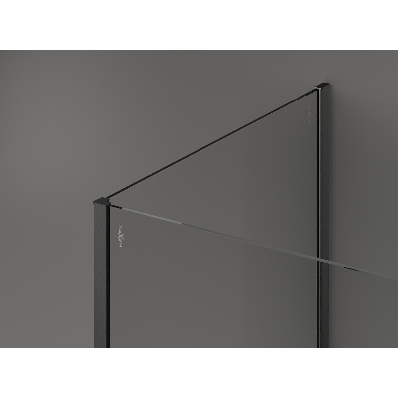 Mexen Kioto Duschwand Walk-in 110 x 70 x 30 cm, schwarzer Rahmen, Gun Gray gebürstet - 800-110-070-221-66-70-030