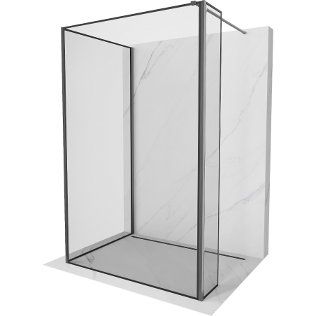 Mexen Kioto Duschwand Walk-in 110 x 100 x 40 cm, schwarzer Rahmen, gebürstet gun gray - 800-110-100-221-66-70-040