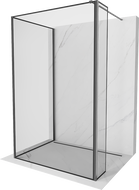 Mexen Kioto Duschwand Walk-in 120 x 120 x 40 cm, schwarzer Rahmen, gebürstetes Gun Gray - 800-120-120-221-66-70-040