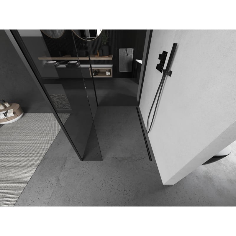Mexen Kioto Duschwand Walk-in 100 x 70 x 30 cm, transparent, schwarz - 800-100-070-221-70-00-030