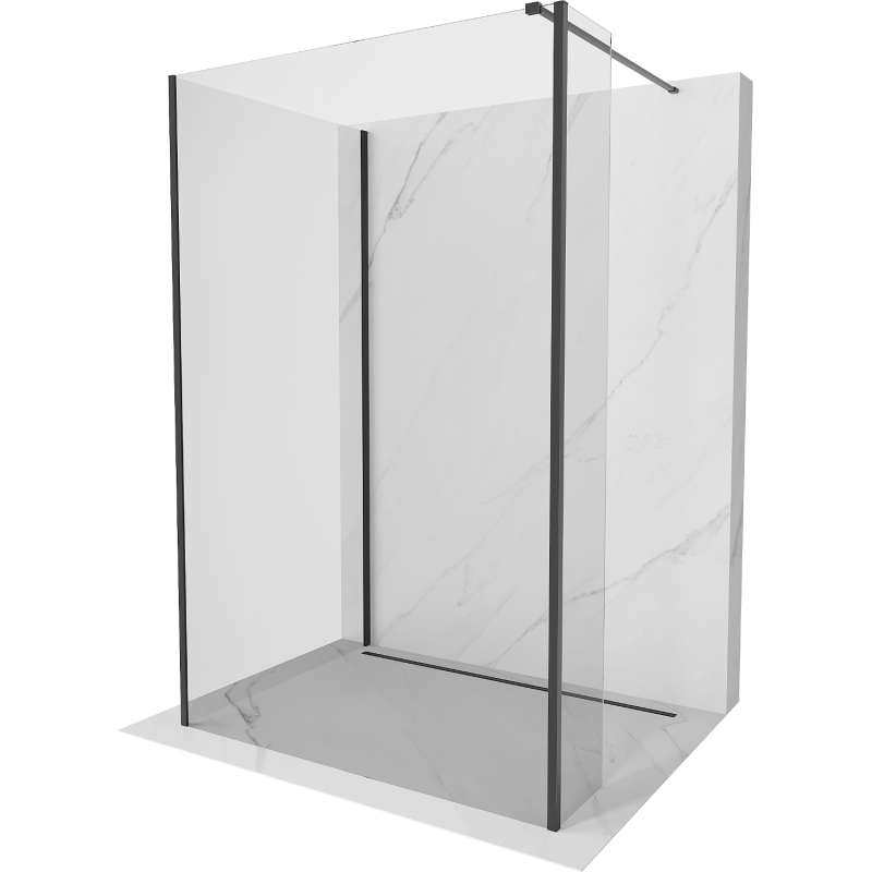 Mexen Kioto Duschwand Walk-in 100 x 70 x 30 cm, transparent, schwarz - 800-100-070-221-70-00-030