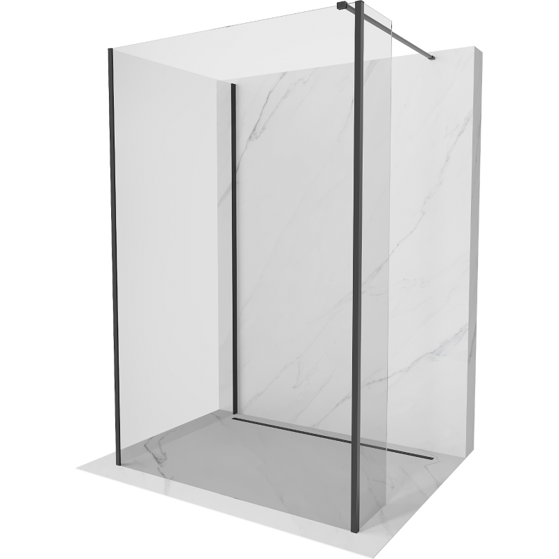 Mexen Kioto Duschwand Walk-in 100 x 80 x 30 cm, transparent, schwarz - 800-100-080-221-70-00-030