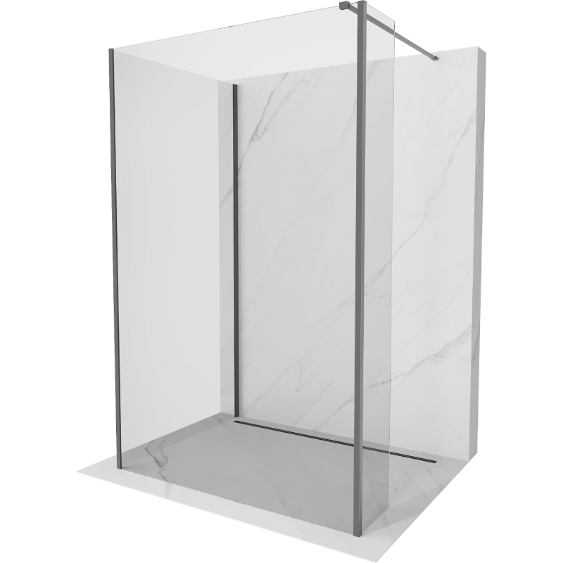 Mexen Kioto Walk-in-Duschwand 100 x 70 x 30 cm, transparent, Gunmetal - 800-100-070-221-95-00-030