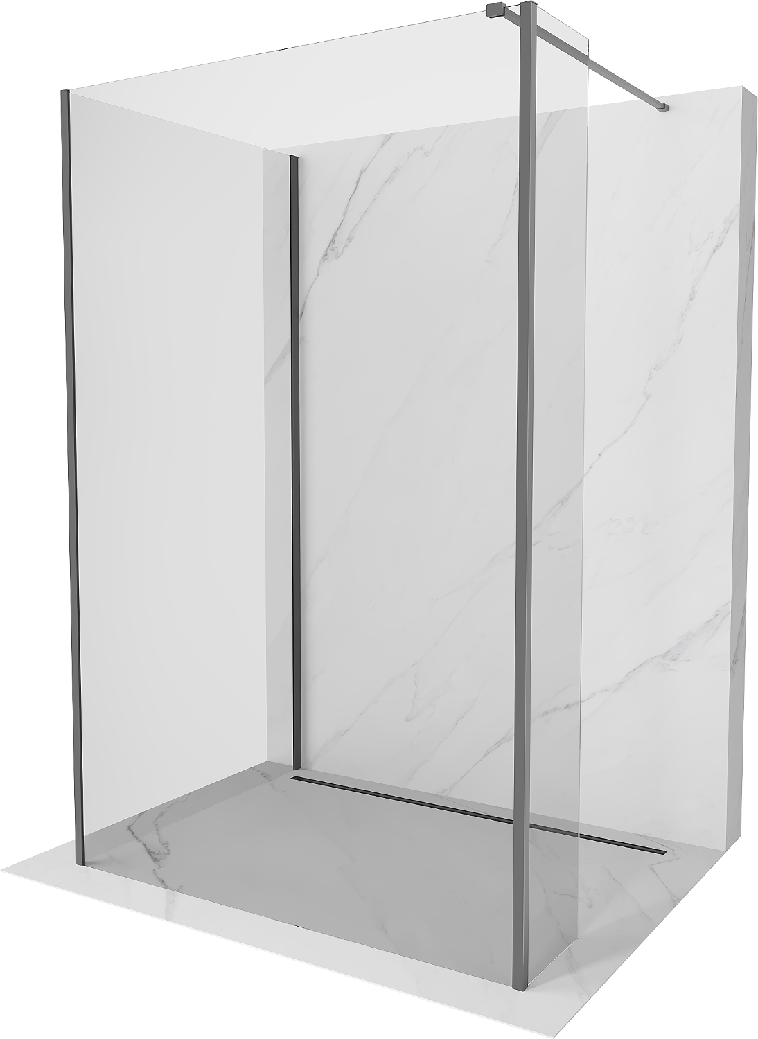 Mexen Kioto Walk-in-Duschwand 100 x 70 x 30 cm, transparent, Gunmetal - 800-100-070-221-95-00-030