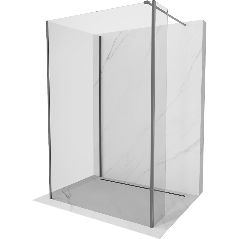 Mexen Kioto Duschwand Walk-in 90 x 80 x 30 cm, transparent, Gun Metal - 800-090-080-221-95-00-030