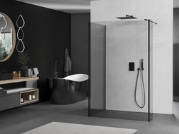 Mexen Kioto Duschwand Walk-in 140 x 90 x 40 cm, transparent, schwarz - 800-140-090-221-70-00-040