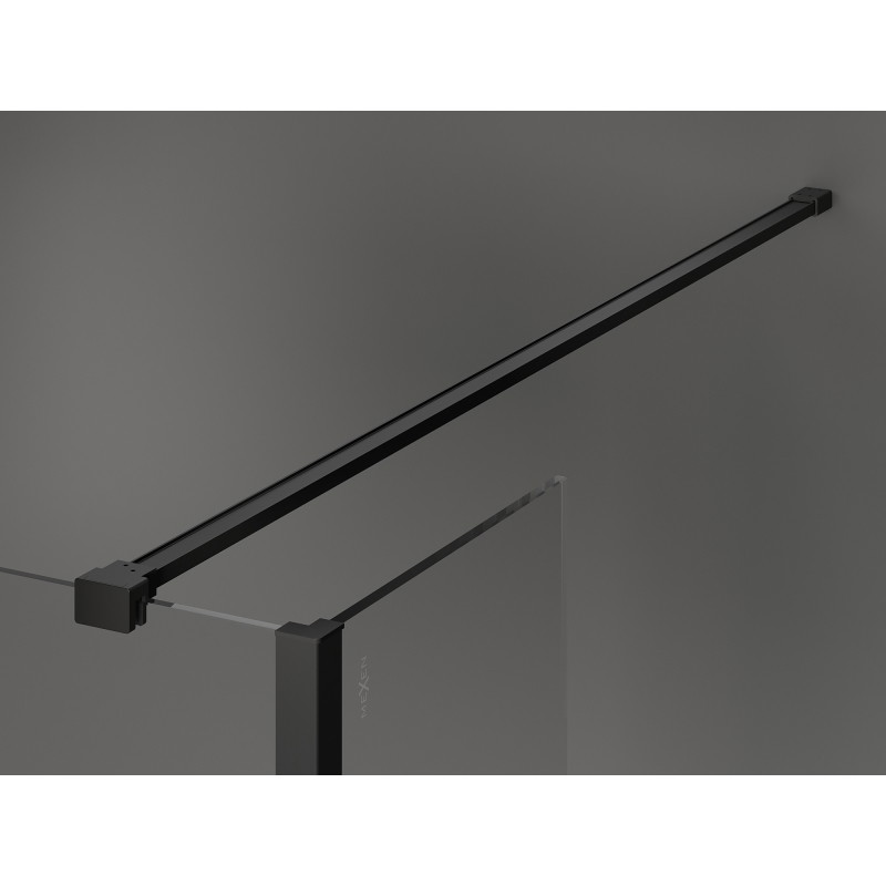 Mexen Kioto Duschwand Walk-in 125 x 90 x 40 cm, transparent, schwarz - 800-125-090-221-70-00-040