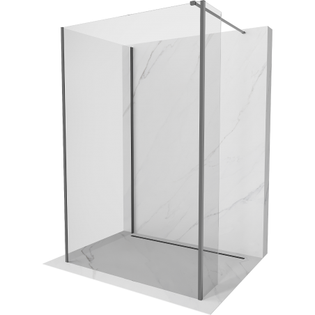 Mexen Kioto Duschwand Walk-in 140 x 90 x 30 cm, transparent, Gun Metal - 800-140-090-221-95-00-030