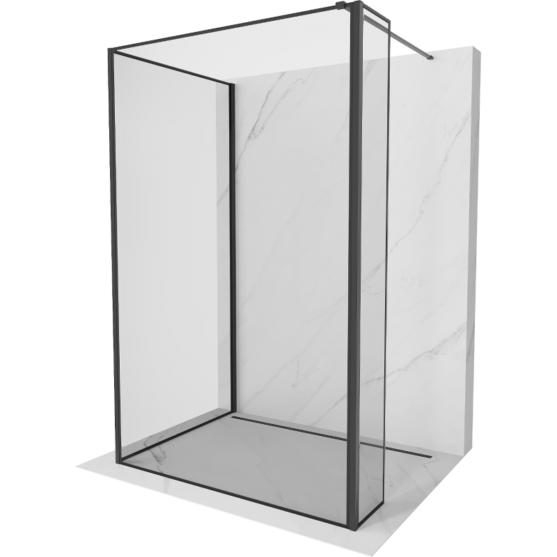 Mexen Kioto Duschwand Walk-in 110 x 80 x 30 cm, schwarzer Rahmen, schwarz - 800-110-080-221-70-70-030