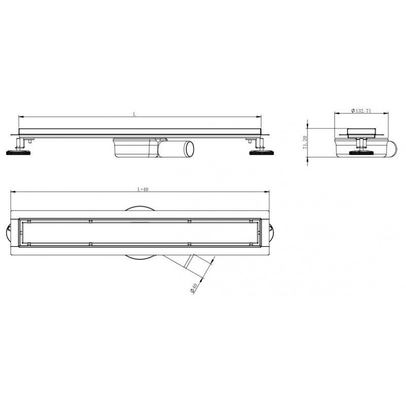 Mexen Flat 360° M33 drehbarer Linienablauf 50 cm, Inox - 1033050-40