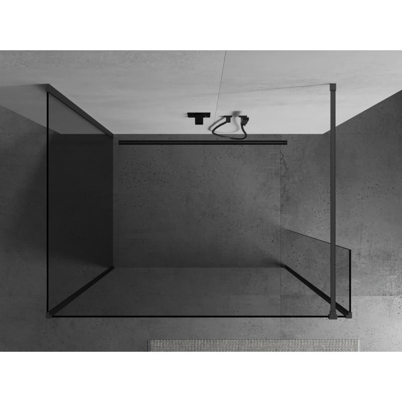 Mexen Kioto Duschwand Walk-in 90 x 85 x 40 cm, transparent, Gun Metal - 800-090-085-221-95-00-040