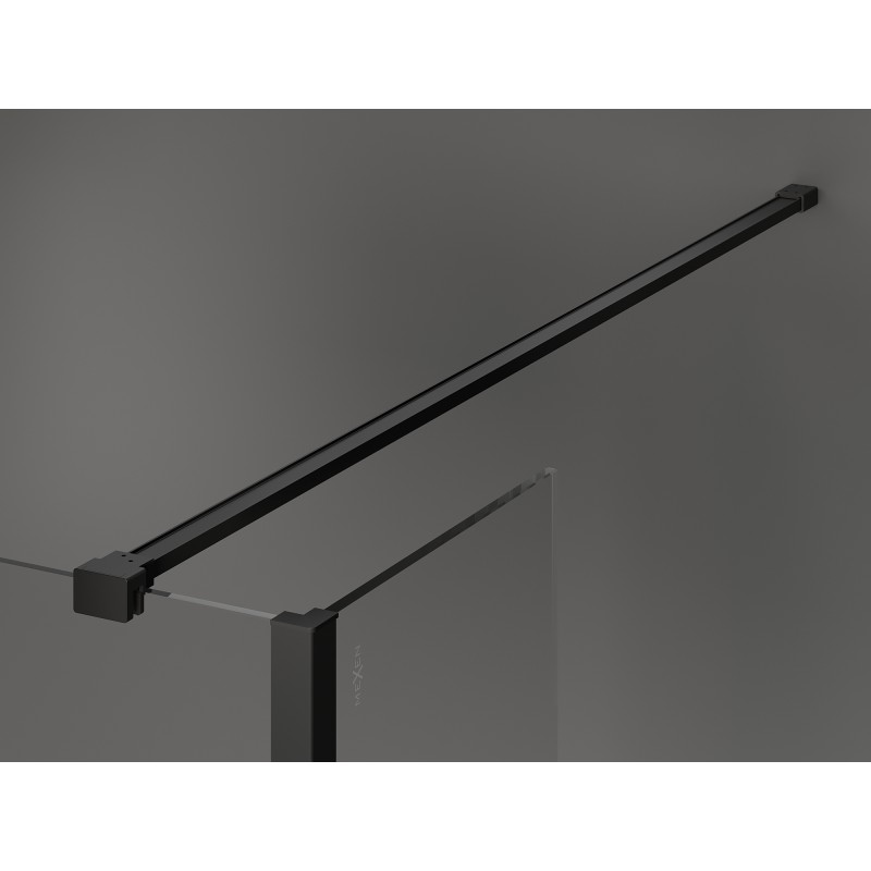 Mexen Kioto Duschwand Walk-in 100 x 90 x 40 cm, schwarzer Rahmen, schwarz - 800-100-090-221-70-70-040