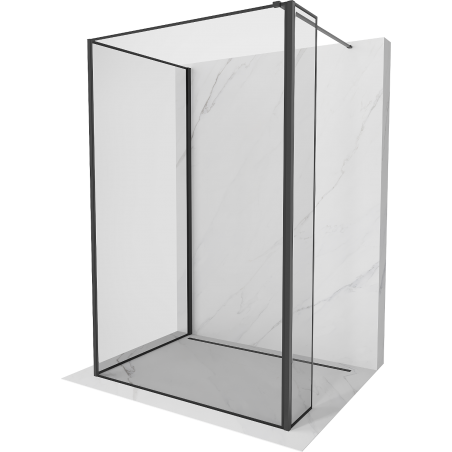 Mexen Kioto Duschwand Walk-in 130 x 110 x 40 cm, schwarzer Rahmen, schwarz - 800-130-110-221-70-70-040