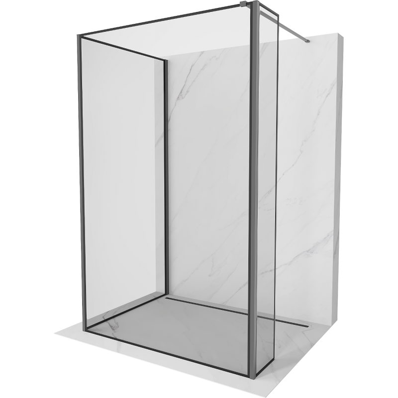Mexen Kioto Duschwand Walk-in 120 x 70 x 30 cm, schwarzer Rahmen, Gun Metal - 800-120-070-221-95-70-030