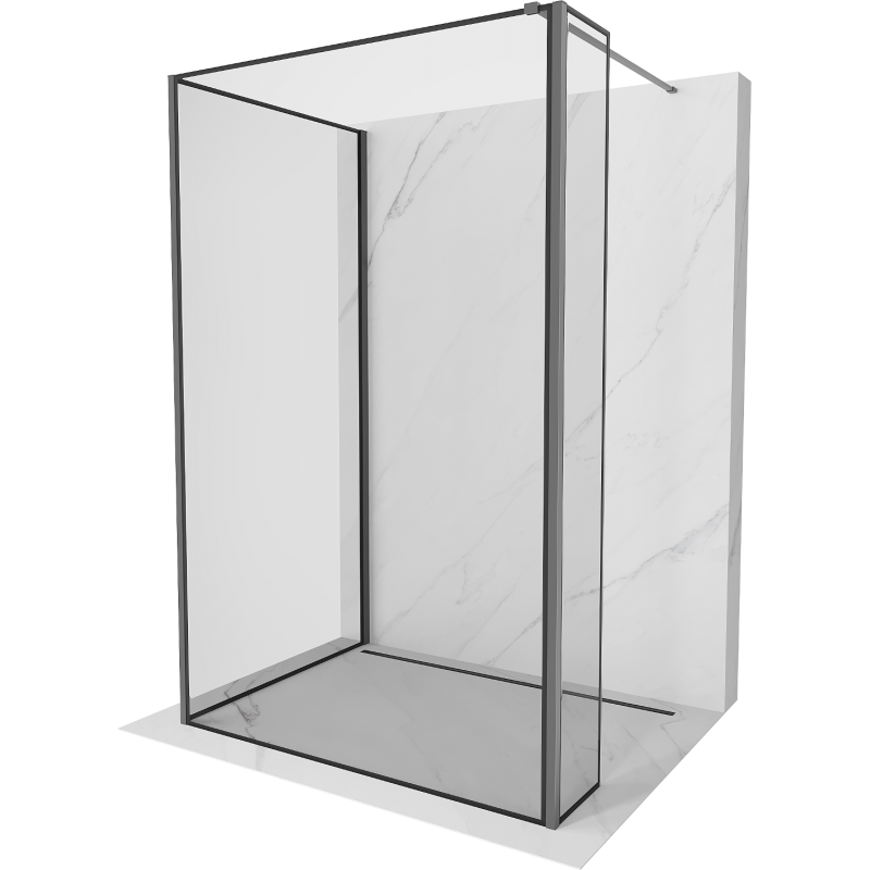 Mexen Kioto Walk-in-Dusche 100 x 100 x 30 cm, schwarzes Muster, Gun Metal - 800-100-100-221-95-70-030