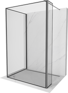 Mexen Kioto Duschwand Walk-in 140 x 90 x 30 cm, schwarzer Rahmen, Gun Metal - 800-140-090-221-95-70-030