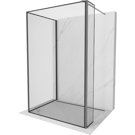 Mexen Kioto Duschwand Walk-in 140 x 100 x 30 cm, schwarzer Rahmen, Gun Metal - 800-140-100-221-95-70-030