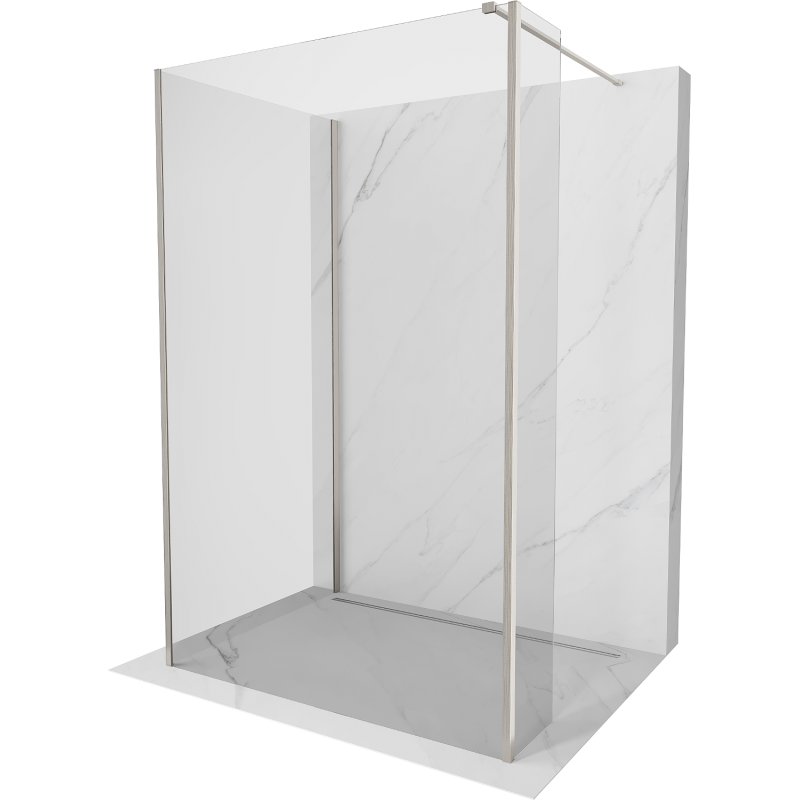 Mexen Kioto Duschwand Walk-in 100 x 70 x 30 cm, transparent, gebürstetes Nickel - 800-100-070-221-97-00-030